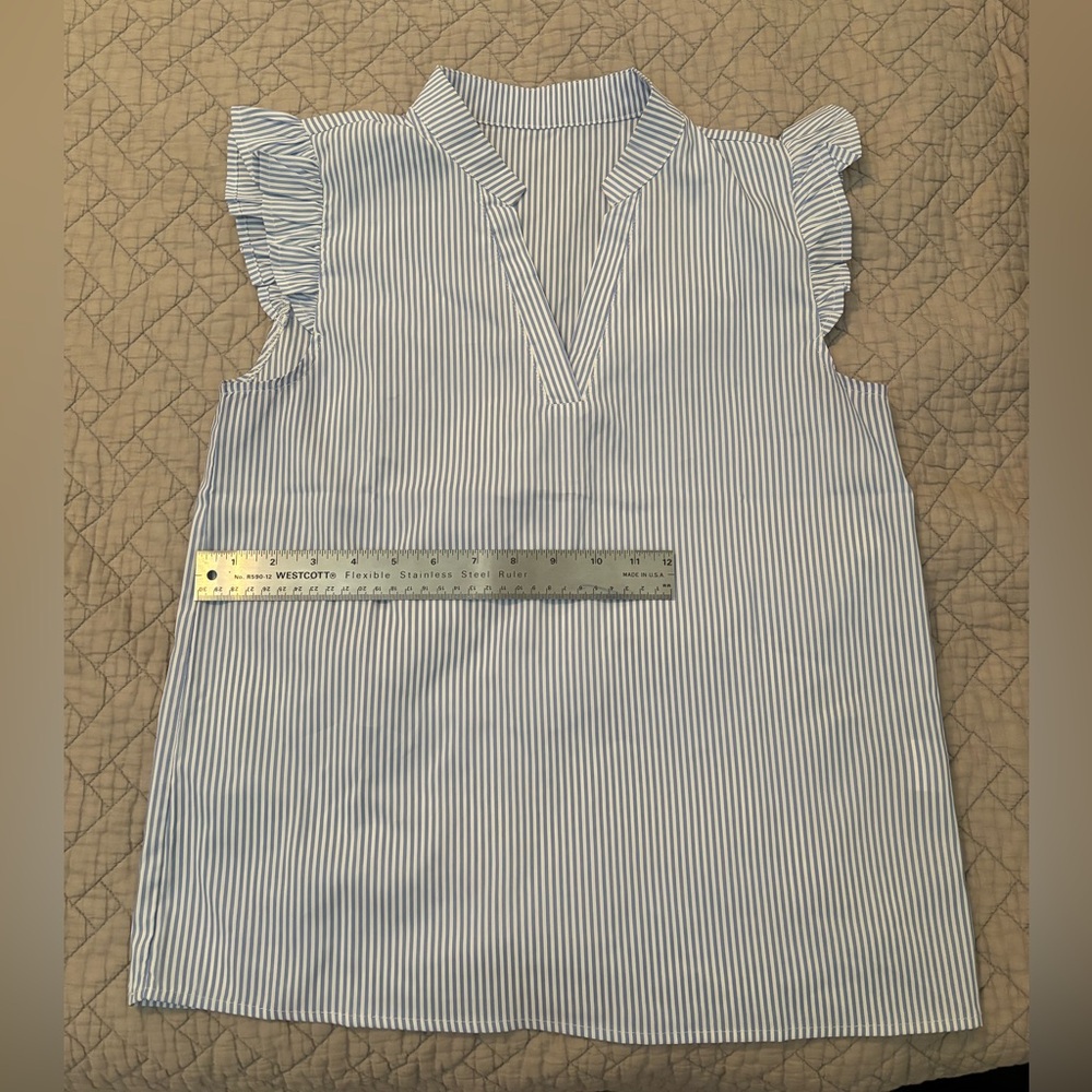 Blue and White Striped Top